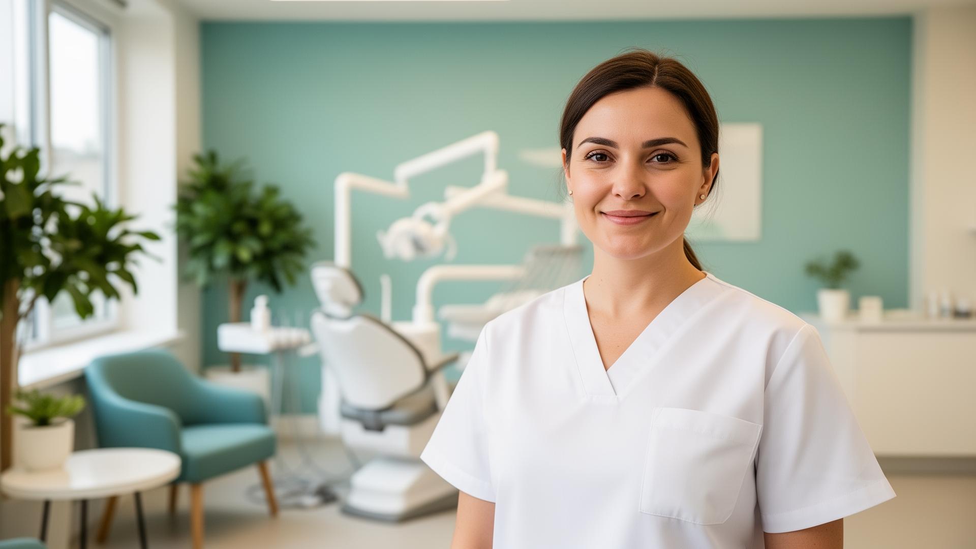 Dentiste accueillante dans une clinique moderne à Sainte-Marthe-sur-le-Lac