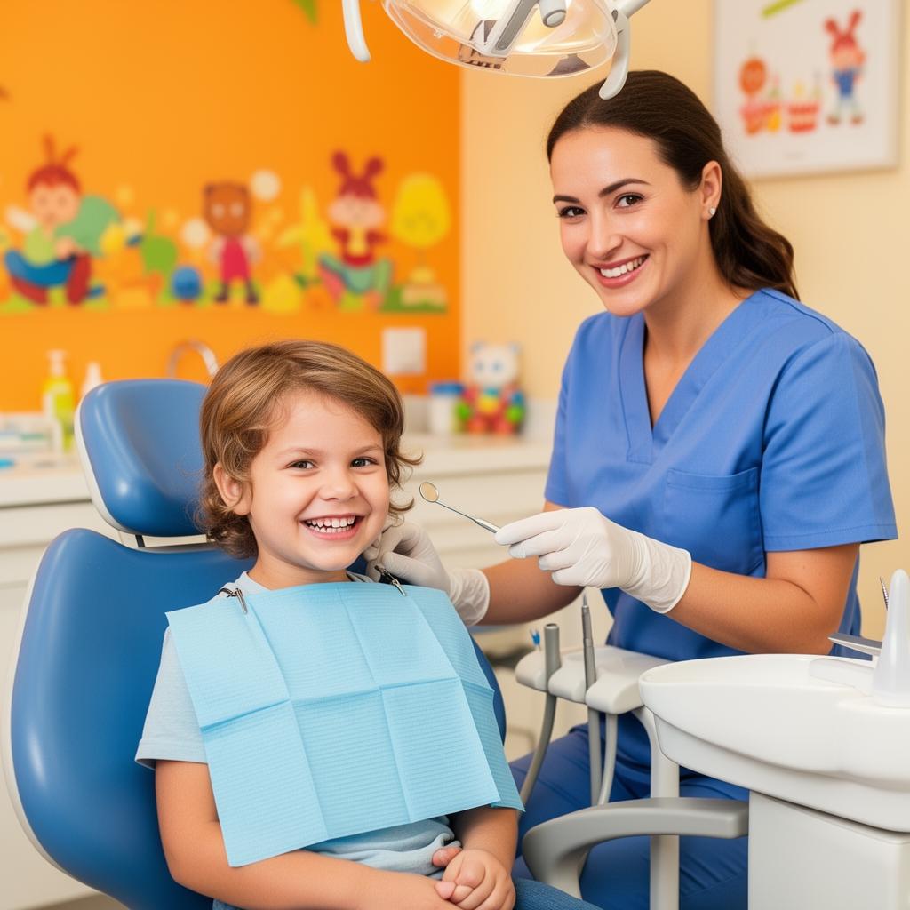 Enfants heureux et détendus lors d'une visite dentaire à Sainte-Marthe